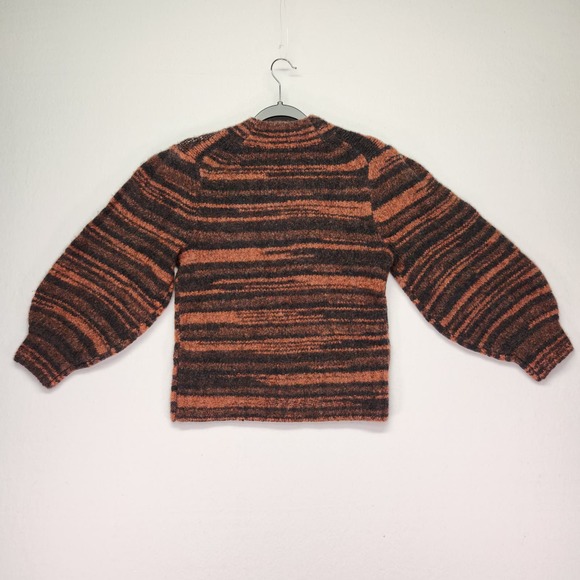 Veronica Beard Lumina Crewneck Pullover Stripe Orange Black Sweater Small - Picture 3 of 7